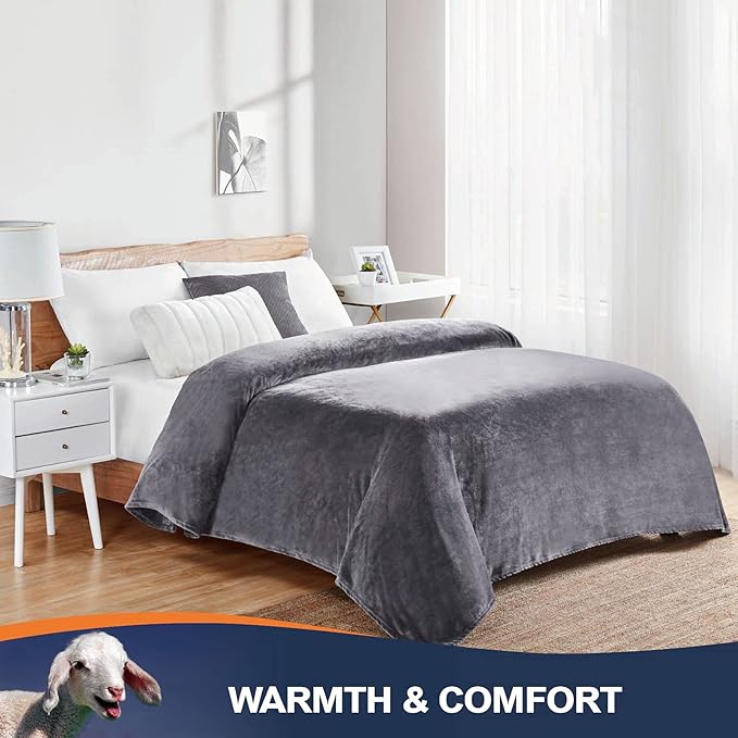 Walensee Fleece Blanket Plush Throw Fuzzy Lightweight (Twin Size 60x80 Dark Grey) Super Soft Microfiber Flannel Blankets for Couch, Bed, Sofa Ultra Luxurious Warm and Cozy for All Seasons