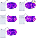 Minetom Halloween Fairy Lights - 5 Pack 7 FT 20 LED Battery Operated With Timer, Black Wire Indoor String Lights for Bedroom, Home, Party Decoration, Purple