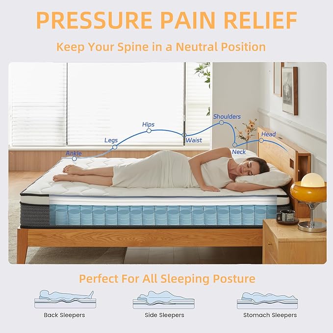 Review Full Mattresses, 12 Inch Full Size Mattress in a Box, Memory Foam Hybrid Mattress with Individual Pocket Spring Coils for Motion Isolation & Silent Sleep, Pressure Relief, Plush Feeling