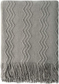 BOURINA Throw Blanket Textured Solid Soft Sofa Throw Couch Cover Knitted Decorative Blanket, 60 inch x 80 inch Dark Grey