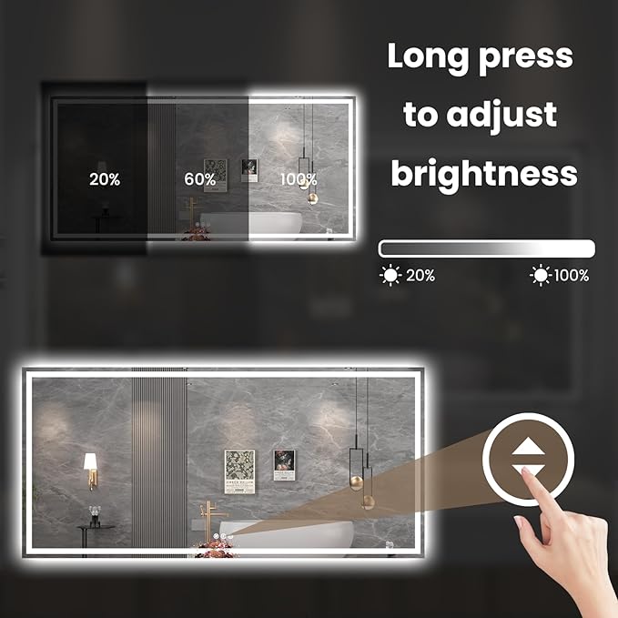 84"X32" LED Bathroom Mirror with Front Lights and Backlit, Anti-Fog, Dimmable, Shatter-Proof Tempered Glass, Lighted Bathroom Vanity Mirror for Wall with 3 Colors, Memory Function