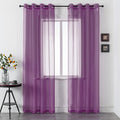 DUALIFE Purple Curtains 96 Inches Long for Living Room Set of 2 Panels Grommet Window Semi Voile Drapes Dark Purple Sheer Curtains for Kids Girls Bedroom Decor Royal Purple 52x96 Inch Length