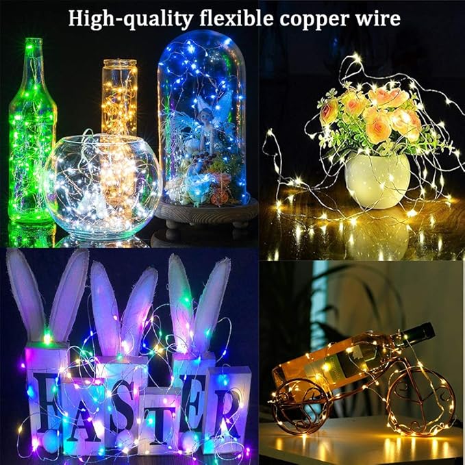 24 Multi Color Changing Fairy Lights USB Powered with Remote Control, 33ft 100 RGB LED Bright Silver Wire Starry String Lights for Christmas Tree, Wedding Party, Indoor, Garden, Bedroom Holiday Décor