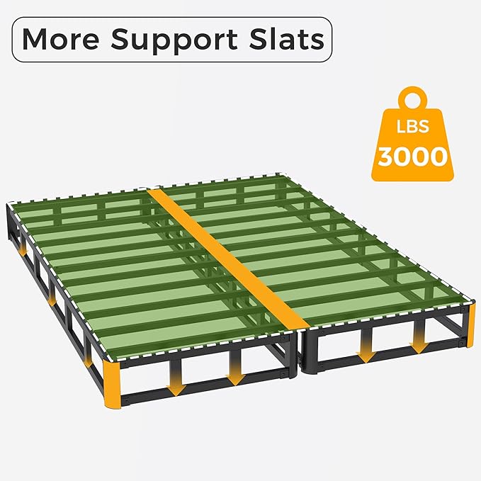Split California King Box Spring 5 Inch, Easy Assembly Bed Foundation, Heavy Duty Low Profile Metal Box Spring with Fabric Cover, Noise Free