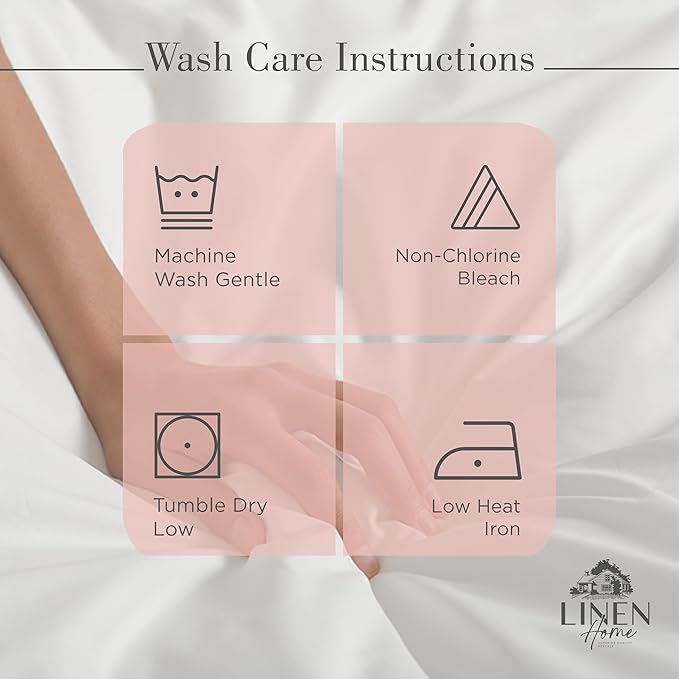 Linen Home 100% Cotton Percale Sheets Twin Size, English Rose, Deep Pocket, 3 Pieces Set - 1 Flat, 1 Deep Pocket Fitted Sheet and 1 Pillowcase, Crisp Cool and Strong Bed Linen
