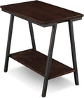 Leick Home 11405 Empiria Narrow Side Table with Shelf, Walnut and Foundry Bronze