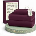 LANE LINEN Sustainably Produced 100% Organic Cotton Twin Bed Sheet Set, Soft & Breathable Naturally Cool Temperature Regulating Twin Sheet Set, Low Pilling Fade Resistant Bed Sheets- Windsor Wine
