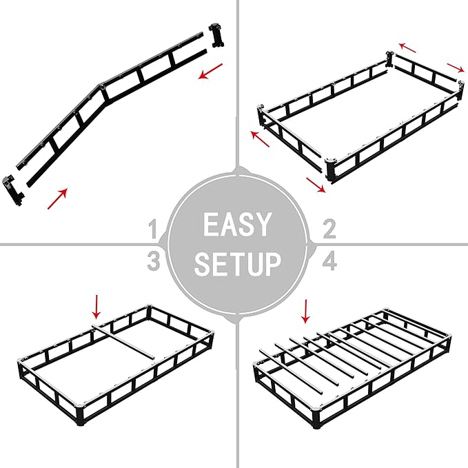 Low Profile Box Spring Twin,3 Inch Box Spring for Twin Size Bed,Heavy Duty Bed Base,Metal Mattress Foundation,Easy Assembly/Noise Free/Non Slip