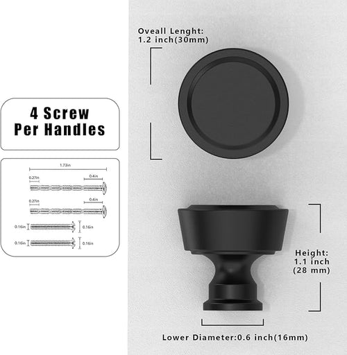 10 Pack Matte Black Cabinet Knobs Single Hole Cabinet Pulls Round Kitchen Cabinet Knobs