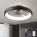 Ceiling Fans with Lights 20'' Flush Mount Fan Remote & APP Control Black Low Profile 6 Wind Speeds Smart Dimmable LED for Bedroom Living Room (Y1095-BK-ELE)