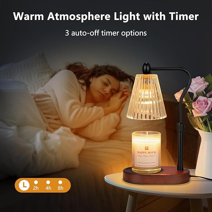 Candle Warmer Lamp, with Timer and Dimmer, Adjustable Height, Christmas Birthday Gifts for Women Mom, House Warming Gifts, Home Decor, Thanksgiving Decorations,Wax Warmer for Scented Jar Candles