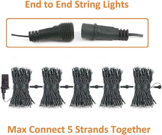 Connectable 100LED 42Ft 13Modes Christmas String Lights Outdoor Indoor | Extendable Green Wire Warm White Christmas Tree Lights with Timer | Twinkle Fairy Light Plug in for Xmas Tree (Warm White)