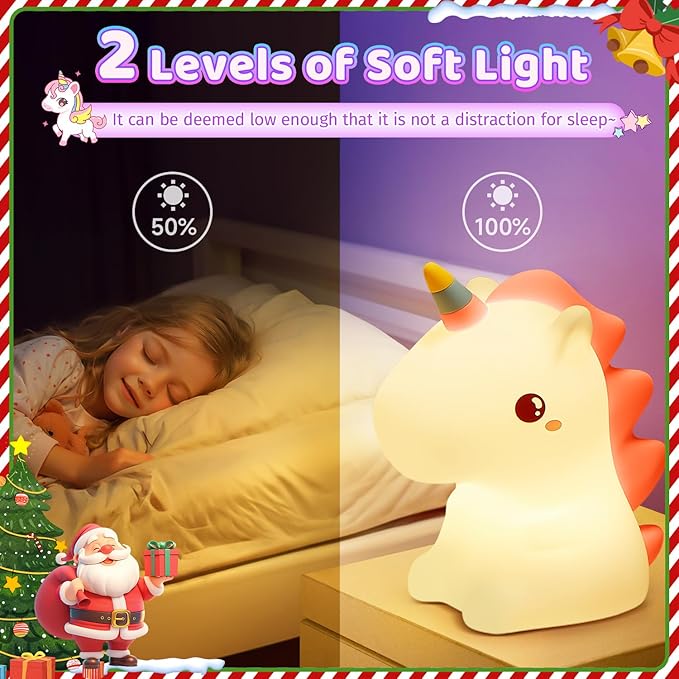 Unicorn Toys, Night Light for Kids Night Light,16 Colors+Silicone+Dimmable+12 Hours Use Nightlight for Kids Room,Unicorn Toys for Girls Age 4-6, Christmas Gifts for Baby,Adults,Toddler Girl Room Decor
