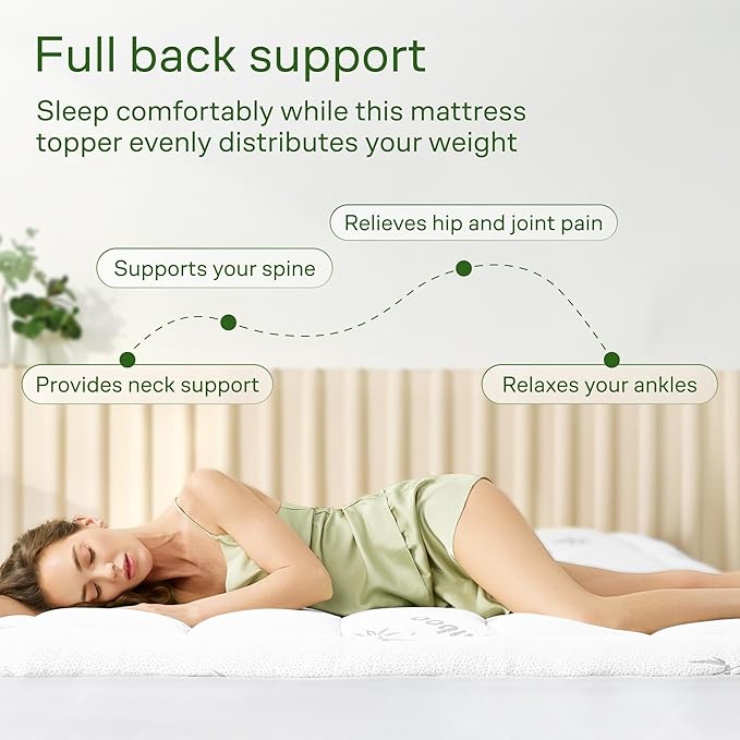 Ultra Soft Twin XL Size Mattress Topper - Viscose Made from Bamboo Pillow Top Mattress Pad for Back Pain Relief - Naturally Cooling for Hot Sleepers, White