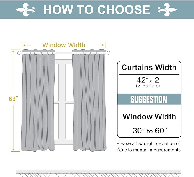 ChrisDowa 100% Blackout Curtains for Bedroom with Black Liner, 2 Thick Layers Total Blackout Thermal Insulated Grommet Window Curtains 2 Panels Set (Black, 42 x 63 Inch)