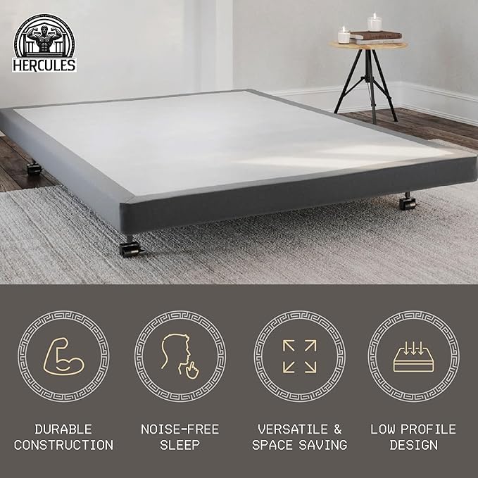 Hercules 4 Inch Low Profile Foundation Mattress Box Spring Replacement, Twin