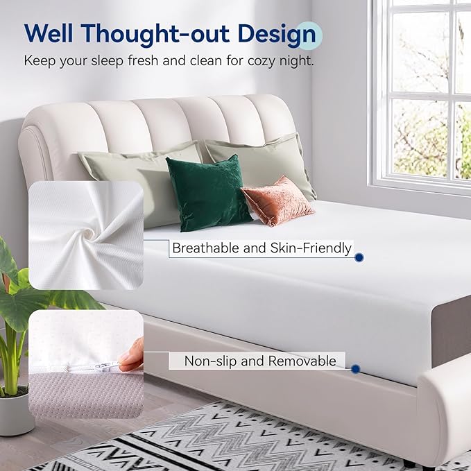 Amazon Basics Memory Foam Mattress, Soft Plush Feel, 12 Inch, Full, White/Grey