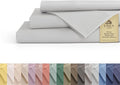 Linen Home 100% Cotton Percale Sheets Queen Size, Silver, Deep Pocket, 4 Pieces Set - 1 Flat, 1 Deep Pocket Fitted Sheet and 2 Pillowcases, Crisp Cool and Strong Bed Linen