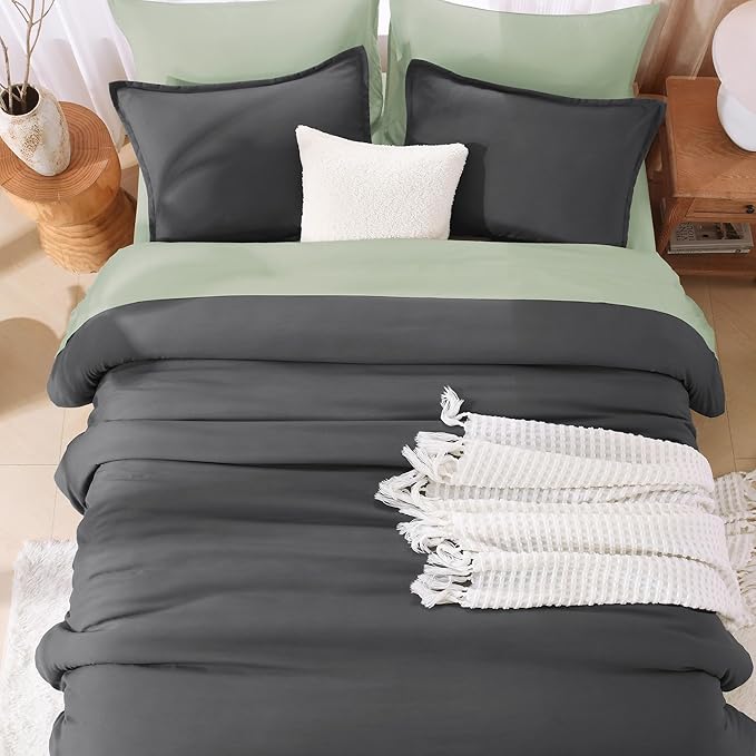 Litanika Grey Comforter Set Twin/Twin XL Size, 2 Pieces Lightweight Plain Bedding Comforter Set, All Season Fluffy Bed Set (66x90In Comforter & 1 Pillowcase)