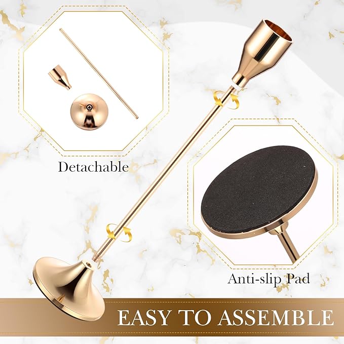 Mumufy 30 Pcs Candle Holders Taper Candlestick Metal Tall Candle Holders Table Centerpieces for Wedding Party Home Decorations, Fits 3/4'' Thick(Gold)