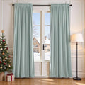 Lazzzy Velvet Blackout Curtains Thermal Insulated Room Window Drapes Super Soft Luxury Curtains for Living Room Bedroom Rod Pocket 2 Panels, Misty Blue, 52" W x 96" L