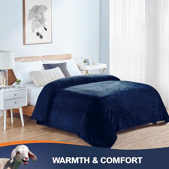 Walensee Fleece Blanket Plush Throw Fuzzy Lightweight (XL-Twin Size 66x90 Navy Blue) Super Soft Microfiber Flannel Blankets for Couch, Bed, Sofa Ultra Luxurious Warm and Cozy for All Seasons