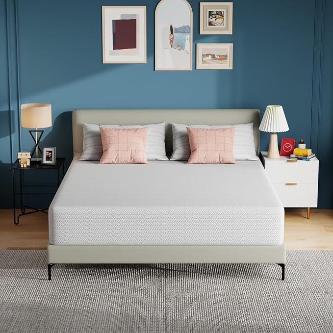 PayLessHere 12 inch Memory Foam Mattress Cooling Gel Green Tea Infused Mattress,Fiberglass Free,CertiPUR-US Certified,Cooler Sleep Supportive & Pressure Relief,White California King