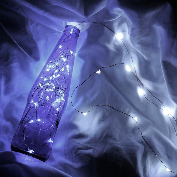 Led Fairy Lights Battery Operated, 4 Packs Mini Battery Powered Copper Wire Starry Fairy Lights for Bedroom, Christmas, Parties, Wedding, Centerpiece, Decoration (5m/16ft Cool White)