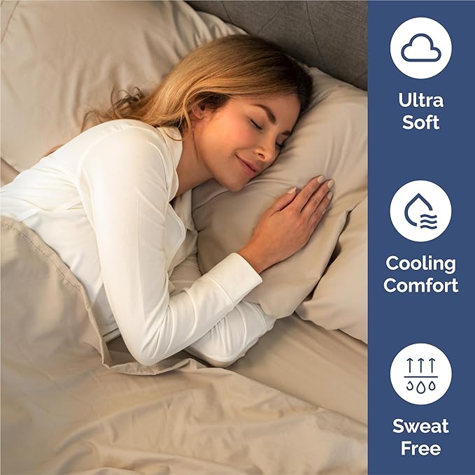 Split King Bed Sheet Set - 7 Piece Split King Bed Sheet Set - Soft Hotel Luxury Bedding - Cooling, Comfy & Breathable - 1 Flat & 1 Fitted & 4 Pillowcases w/ Deep Pockets - Wrinkle & Fade Free - Cream