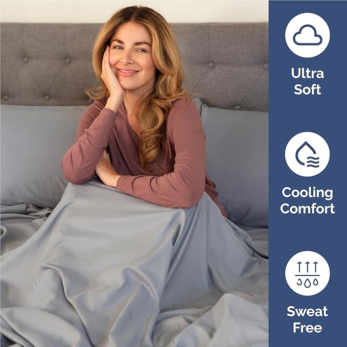 Full Size 4 Piece Sheet Set - Comfy Breathable & Cooling Bed Sheets Set - Hotel Luxury Bedding for Women, Men, Kids, Teens, Boys & Girls - Deep Pockets, Soft and Wrinkle Free - Oeko-Tex - Steel Blue