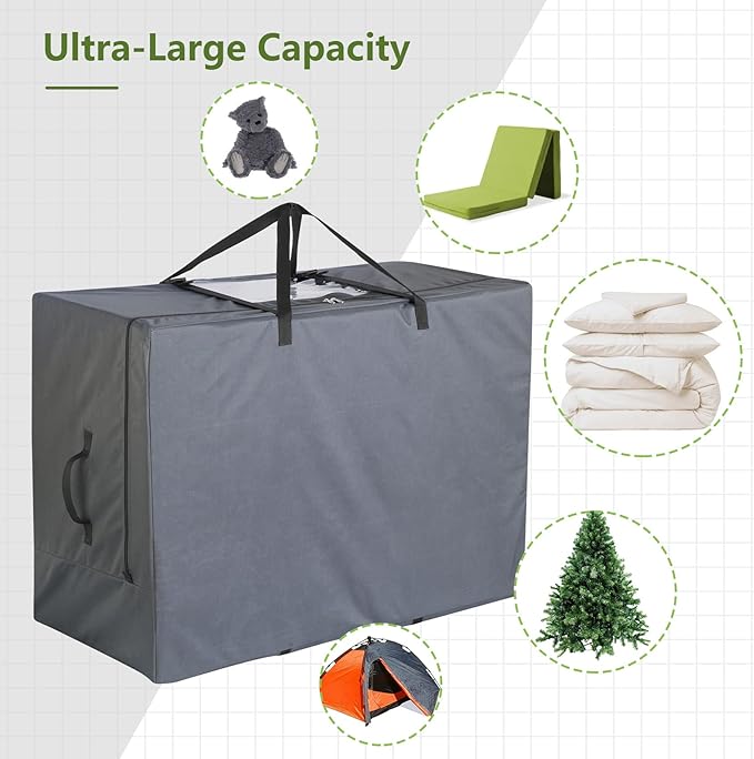 Cuddly Nest Folding Mattress Storage Bag - Heavy Duty Carry Case for Tri-Fold Guest Bed (Fits 6" Twin & Twin XL Mattress,Grey)