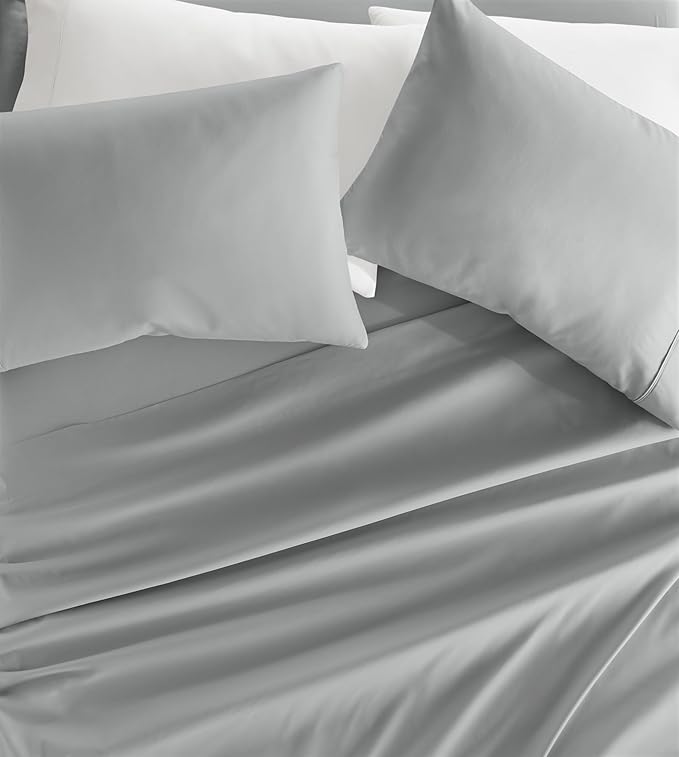 Linen Market Double-Brushed Microfiber California King Sheet Set 4 Piece – Oeko-TEX Certified Ultra Soft & Wrinkle-Free - 16" Deep Pocket Sheets Easy Care Cal-King Size - Light Gray