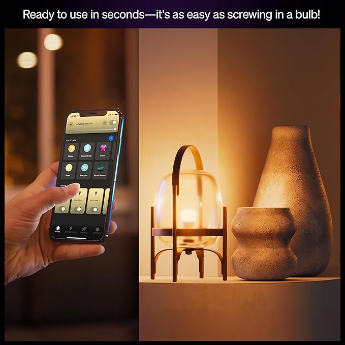 Philips Hue Smart LED A19 Bulb, White & Color Ambiance, E26 Base, 7.2W, Full Spectrum Light 1000K-20000K, 810 Lumens, Dimmable, Works with Alexa, Google,& Apple Home,2pk