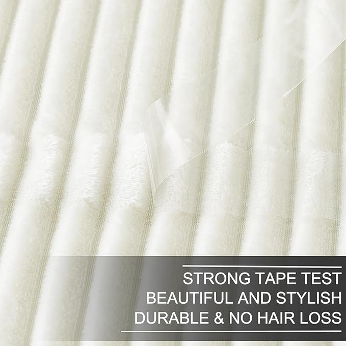 Richave Cuddly Blanket King Size,Premium Lightweight Anti-Static Fluffy Fleece Blanket with Striped Pattern for King Calking Bed, 90x108 Inches,Cream