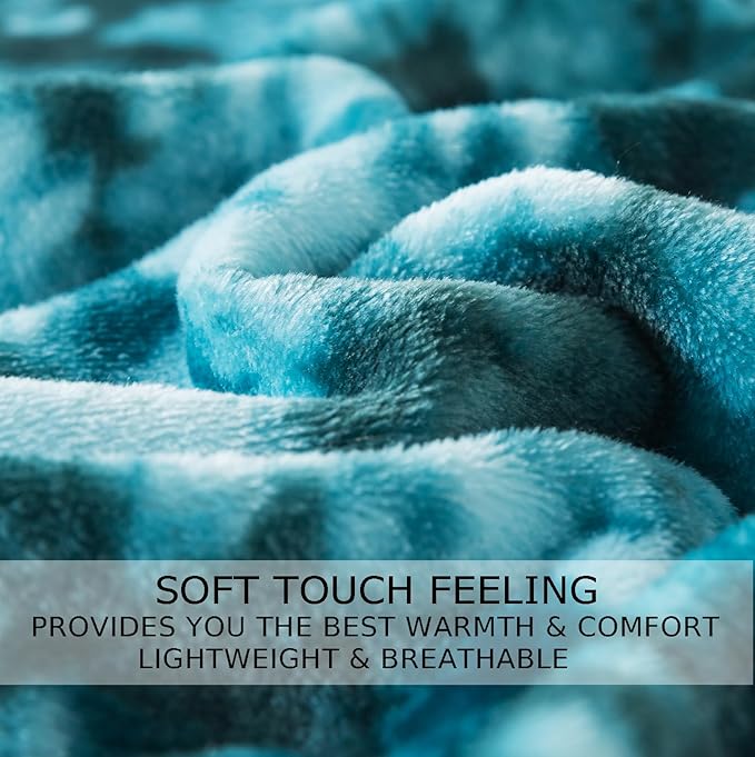 Fuzzy Blanket Queen Size - Teal, Soft and Comfy, Plush and Furry Faux Fur, Reversible Queen Blankets for Queen Full Bed, 90x90 Inches,Teal