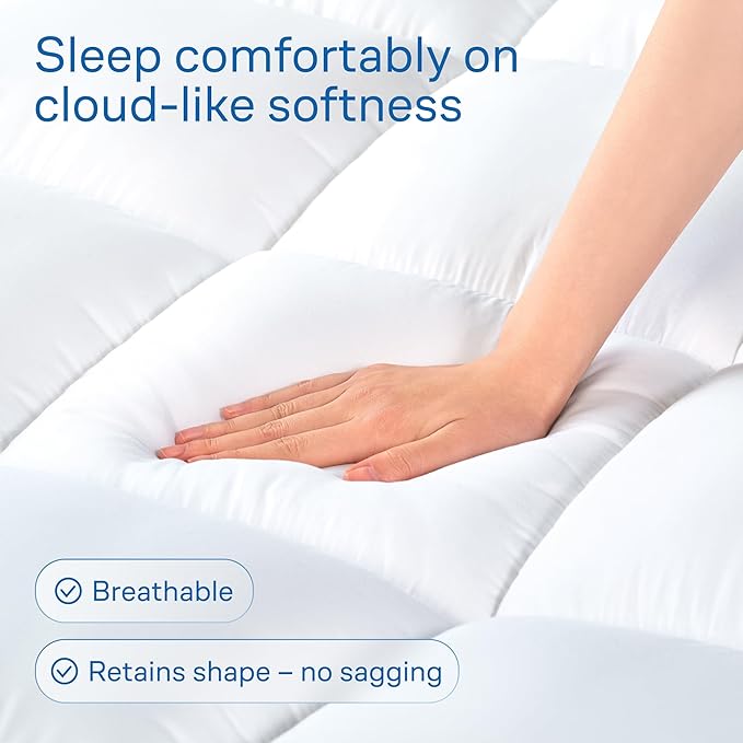 Ultra Soft Twin XL Mattress Topper - Cloud-Like Mattress Pad for Back Pain Relief - Breathable Cooling Material for Hot Sleepers