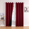 ChrisDowa 100% Blackout Curtains 108 inch Long for Bedroom with Black Liner, 2 Thick Layers Total Blackout Thermal Insulated Grommet Window Curtains 2 Panels Set (Burgundy, 52 x 108 Inch)