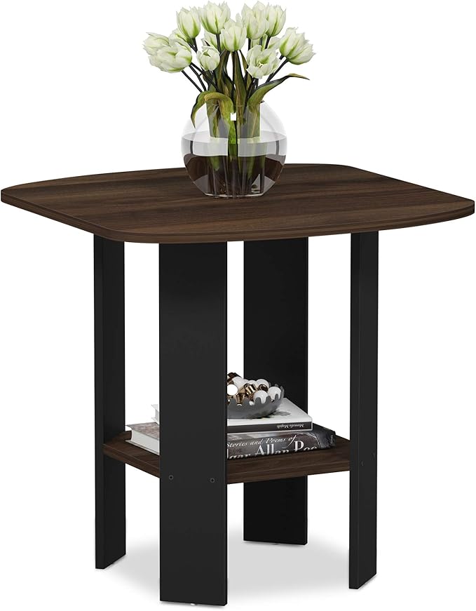 Furinno SIMPLE DESIGN Side Table, 2-Tier End Table, Open Shelves Night Stand, Bedside Table, for Living Room, Bedroom, Columbia Walnut