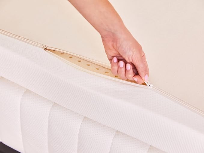 Pure Green Natural Latex Mattress Topper w/Luxury Cover - Firm - 1 Inch - Twin Size (GOTS Certified Organic)