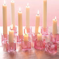 LETINE Elegant 12pcs Pink Striped Taper Candle Holders - Perfect Candle Stick Holder Decor for Tablescapes, Wedding Centerpieces, Church Christmas Displays, Birthday Dinners & Thanksgiving.