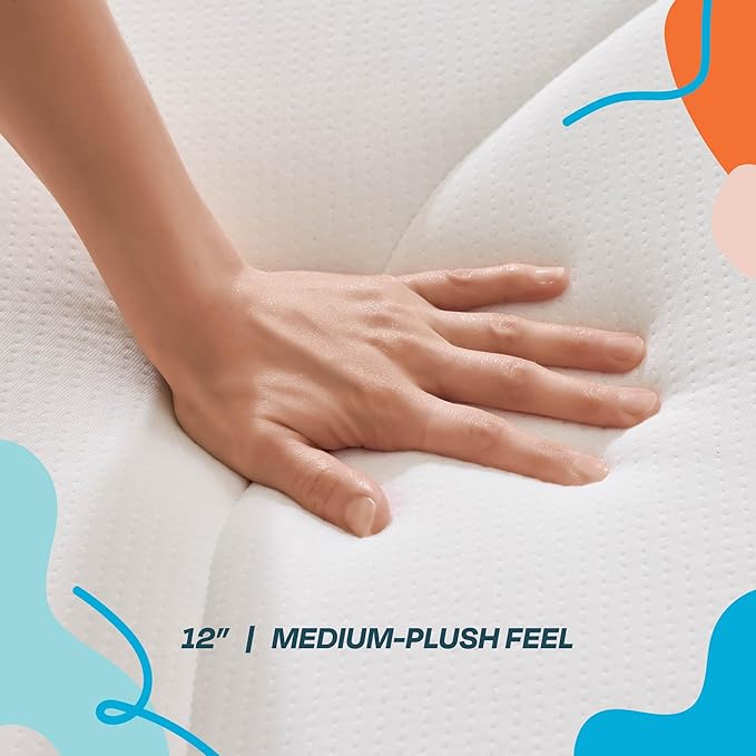 Linenspa 12 Inch Memory Foam and Spring Hybrid Mattress - Medium Plush Feel - Bed in a Box - Pressure Relief and Adaptive Support - Breathable - Cooling - Primary Bedroom - King Size