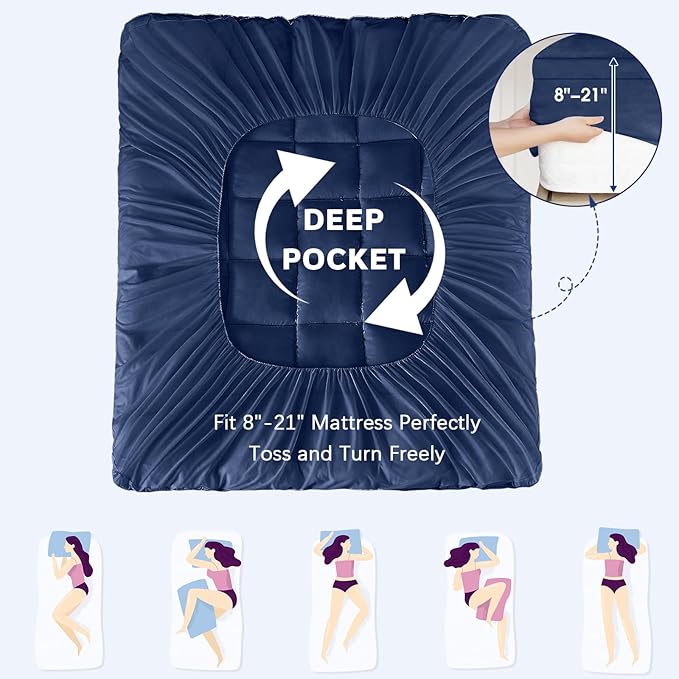 CYMULA King Mattress Topper, Extra Thick Pillow Top Mattress Topper, Cooling Mattress Pad Cover Bed Topper with 8-21 Inch Pockets, Plush Down Alternative Fill Mattress Protector