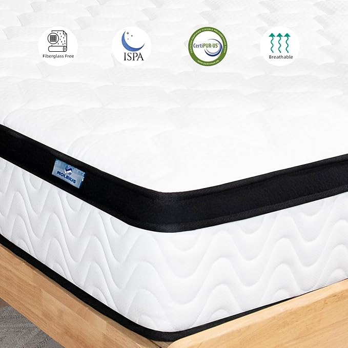 Queen Mattress 10 Inch | Queen Size Hybrid Mattresses in a Box | Medium Firm Feel Memory Foam and Individual Pocket Springs | Fiberglass Free Bed Matress | Breathable | CertiPUR-US | Upgrade