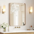 USHOWER Gold Bathroom Mirror 24"x36", Brushed Gold Rounded Rectangle Mirror for Over Sink, Aluminum Frame, Anti-Rust, Tempered Glass, Horizontal or Vertical Mounted