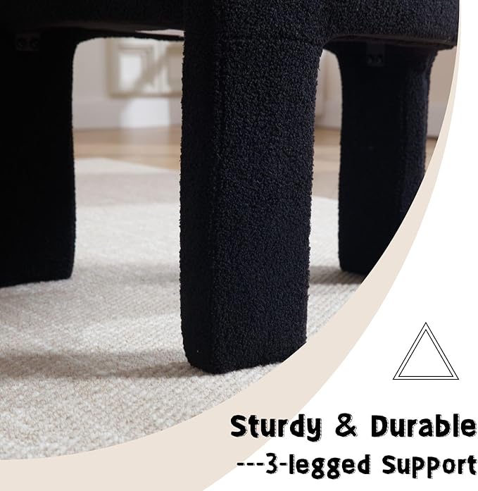 Modern Sherpa Barrel Dining Chairs Set of 5, Upholstered Boucle Dining Chairs Accent Chairs with Arms Comfy Makeup Vanity Chairs, Dining Living Room Kitchen Chairs, Black