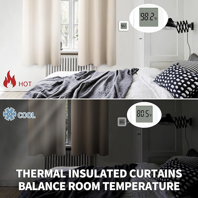 BGment Blackout Curtains - Grommet Thermal Insulated Room Darkening Bedroom and Living Room Curtains, Set of 2 Panels (52 x 54 Inch, Champagne)