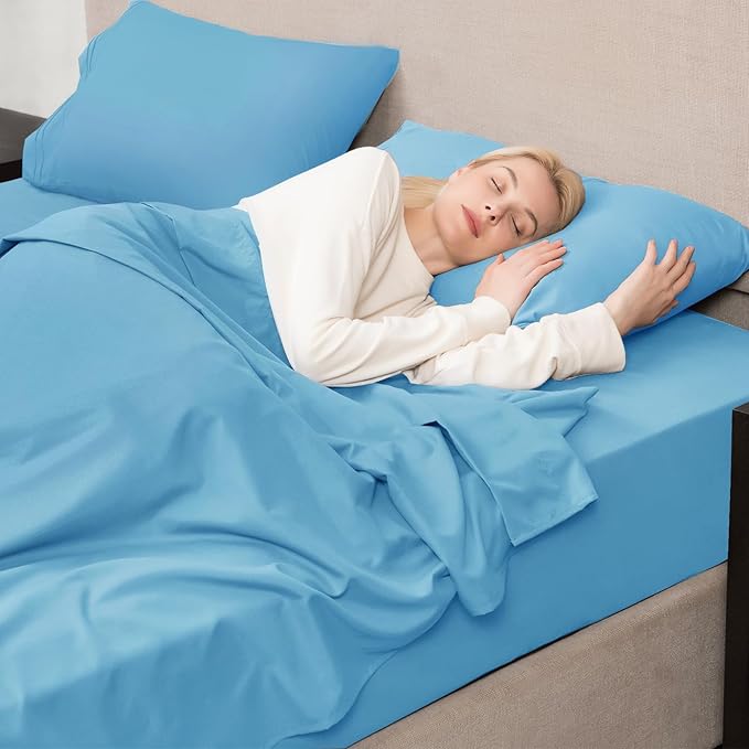 Mejoroom Twin XL Sheet Set - Hotel Luxury Microfiber Sheet & Pillowcase Sets Fits College Dorm Room Mattress - Soft, Breathable, Wrinkle & Fade Resistant - 3 Piece (Denim Blue)