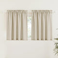 RYB HOME Semi Sheer Curtains - Linen Textured Fabric Privacy Sheer Light Filtering Window Decor for Bedroom Kitchen Bath Kids Nursery, Beige, Wide 52 x Long 45 inch, Set of 2