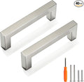 Cabinet Pulls Brushed Nickel Cabinet Handles Square Drawer Pulls, 40 Pack 3-3/4 Inch Stainless Steel Kitchen Door Cupboard Cabinet Handles, Cabinet Hardware Drawer Handles, 96mm Hole Centers