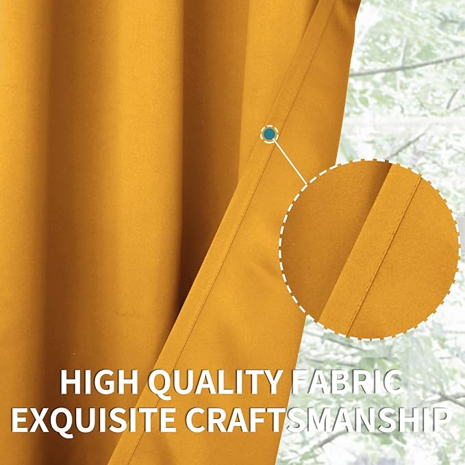 BGment Room Darkening Curtains 95 Inches Long - Grommet Thermal Insulated Drapes Window Treatment Curtains for Bedroom, 2 Panels, 52 x 95 Inch, Mustard Yellow